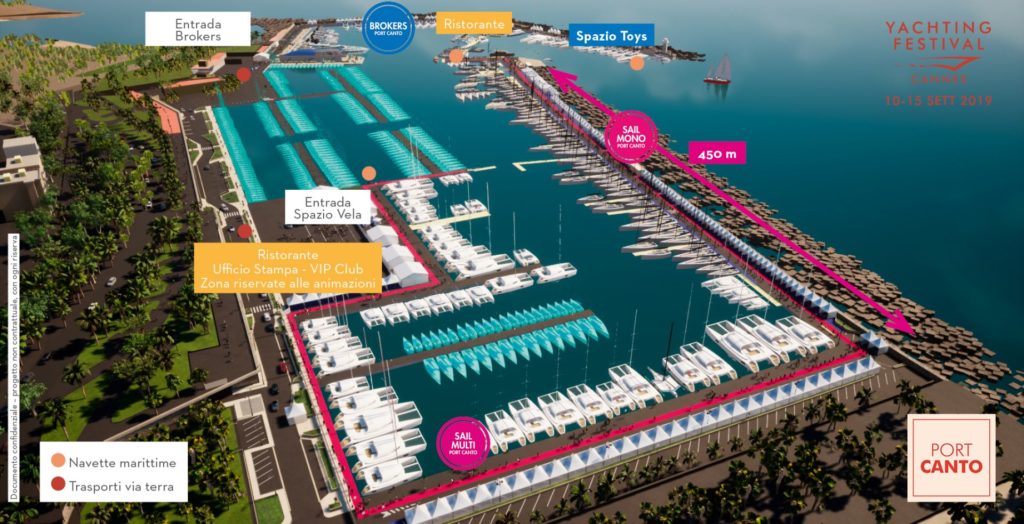 Salone nautico di Cannes 2019. Mappa di Port Canto